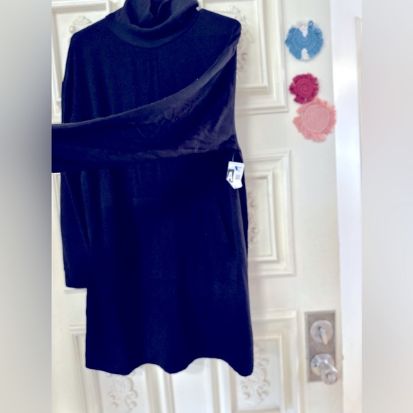 CHIC & SOFT, Long Sleeves Turtleneck Sweatshirt w/Hoodie Pockets Tunic Dress - Picture 8 of 16